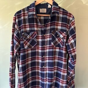 Vintage 70s/80s Sears Plaid Flannel Shirt Large 16-16.5 Acrylic Nylon